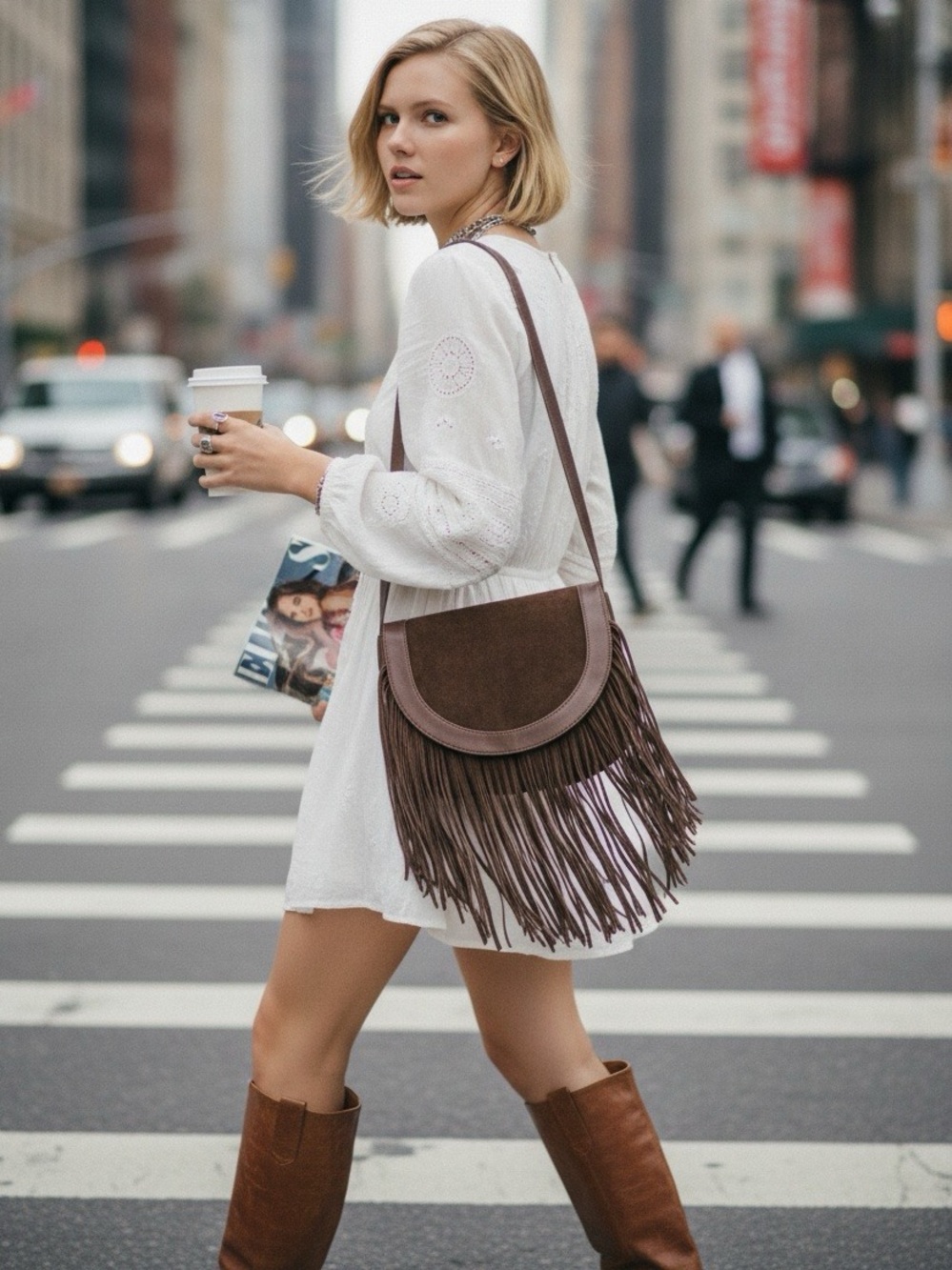Frye Ray Fringe Saddle Bag